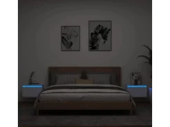 vidaXL Wand-Nachttische mit LED-Leuchten 2 Stk Weiß Modell 4