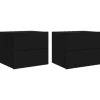 vidaXL Wand-Nachttische mit LED-Leuchten 2 Stk Schwarz Modell 5