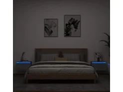 vidaXL Wand-Nachttische mit LED-Leuchten 2 Stk Grau Sonoma Modell 4
