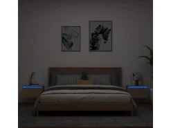 vidaXL Wand-Nachttische mit LED-Leuchten 2 Stk Sonoma-Eiche Modell 4