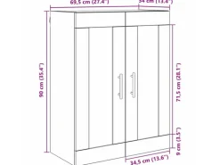 vidaXL Wandschrank Artisan-Eiche 69,5 x 34 x 90 cm Holzwerkstoff 882425