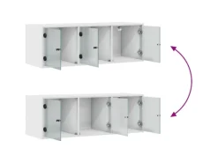 vidaXL Wandschrank mit Glastüren Weiß 102x37x35 cm