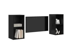 vidaXL Wand-TV-Schrank 2 Stk Schwarz Eichen-Optik 37 x 37 x 72 cm 3393556