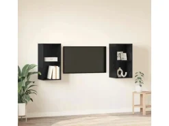 vidaXL Wand-TV-Schrank 2 Stk Schwarz Eichen-Optik 37 x 37 x 72 cm 3393556
