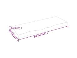 vidaXL Waschtischplatte 100x40x6 cm Massivholz Unbehandelt
