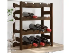 vidaXL Weinregal für 16 Flaschen Braun Massivholz Kiefer