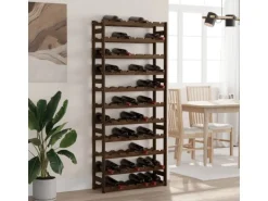vidaXL Weinregal für 77 Flaschen Braun Massivholz Kiefer