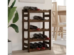 vidaXL Weinregal für 20 Flaschen Braun Massivholz Kiefer 43 x 25 x 70 cm