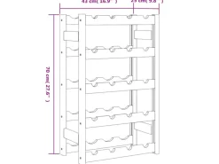 vidaXL Weinregal für 20 Flaschen Braun Massivholz Kiefer 43 x 25 x 70 cm
