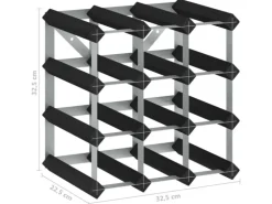 vidaXL Weinregal für 12 Flaschen Schwarz Massivholz Kiefer 32,5 x 22,5 x 32,5 cm