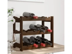 vidaXL Weinregal für 12 Flaschen Braun Massivholz Kiefer 43 x 25 x 38 cm