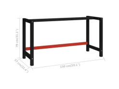 vidaXL Werkbankgestell Metall 150x57x79 cm Schwarz und Rot