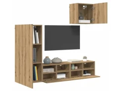 vidaXL Wohnwand 4-Tlg Artisan-Eiche Holzwerkstoff 3402780