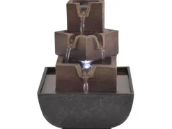 vidaXL Zimmerbrunnen mit LED Polyresin Grau und Braun