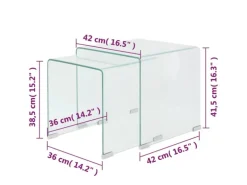 vidaXL Zweiteiliges Satztisch-Set aus gehärtetem Glas Transparent 244191