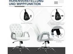 Vinsetto Bürostuhl Ergonomisch für Home Office 59 x 60 x 103 cm Weiß