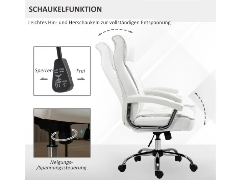 Vinsetto Bürostuhl mit Wippenfunktion Weiß