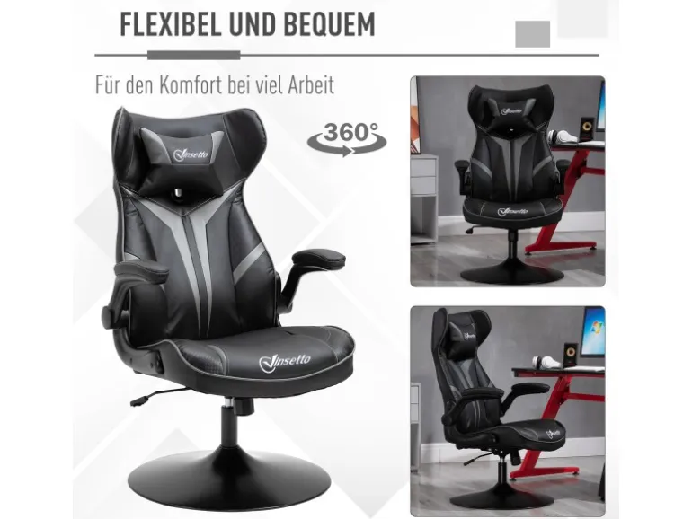 Vinsetto Gaming Stuhl mit Kopfkissen 67 x 70 x 106-112 cm
