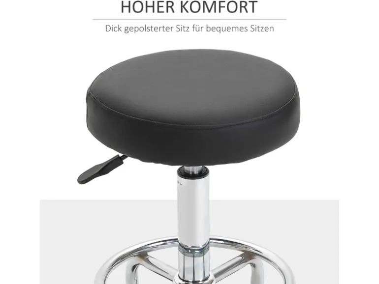 Vinsetto Höhenverstellbarer Arbeitshocker mit Fußring Ø42 x 50-64 cm