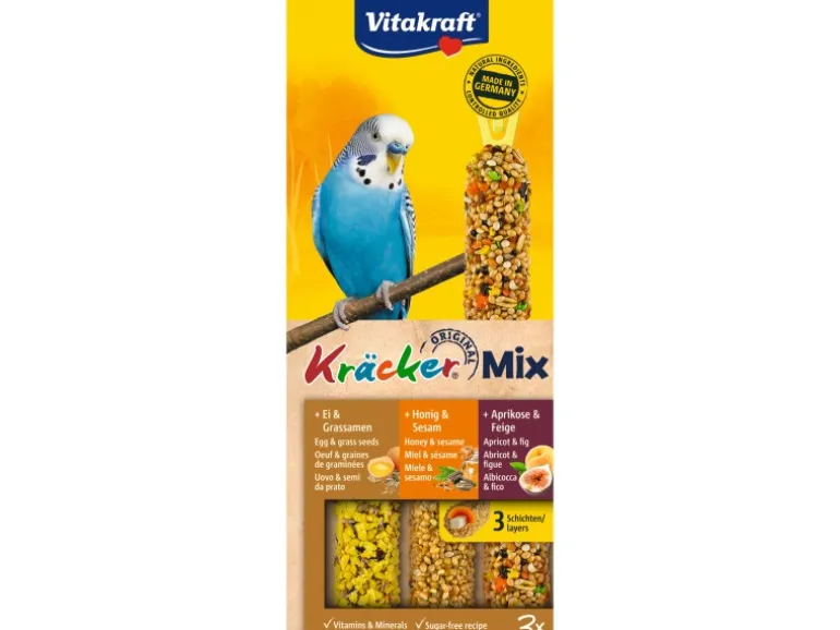 Vitakraft Vogel-Ergänzungsfutter Kräcker Mix Ei/Honig/Aprikose 3 Stück (80 g)