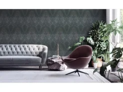 Vliestapete Barock Ornament Glänzend Glatt Schwarz Dunkelgrau FSC®