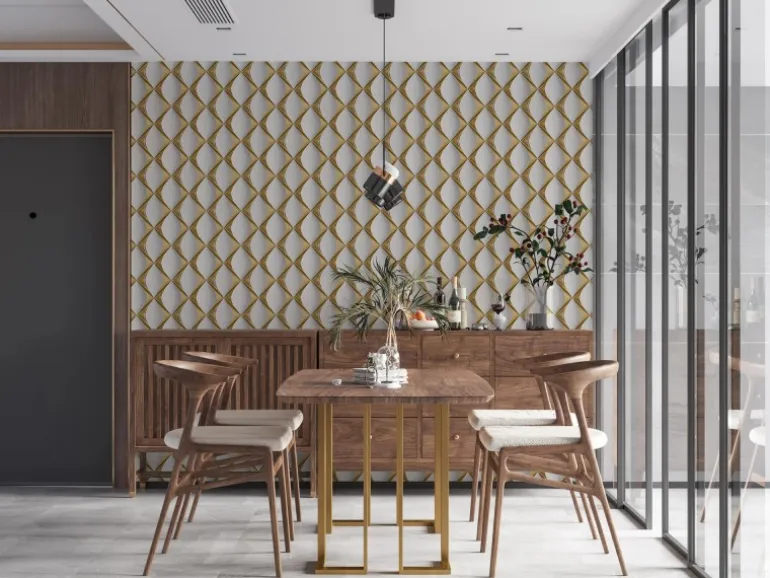Vliestapete 3D Design Glänzend Leicht Strukturiert Gold Weiß FSC®