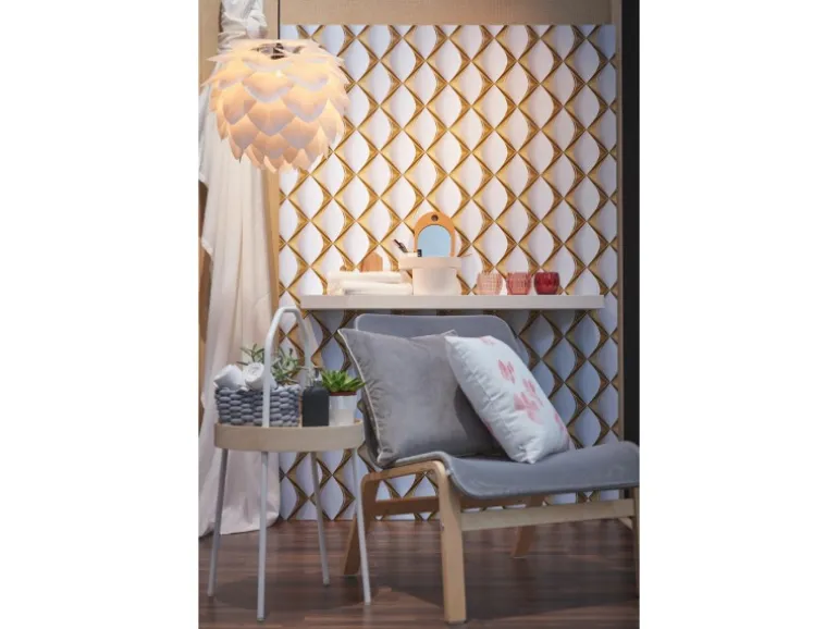 Vliestapete 3D Design Glänzend Leicht Strukturiert Gold Weiß FSC®