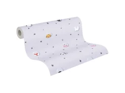Vliestapete Tapete mit Tieren Kinderzimmertapete Grau Weiß FSC®