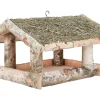 Vogelfutterhaus Birke mit Heudach Groß 30 cm x 39 cm x 26 cm