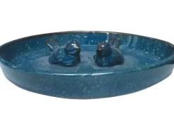 Vogeltränke 30 cm x 30 cm x 6 cm Keramik-Ton Blau