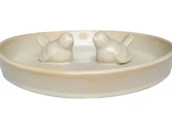 Vogeltränke 30 cm x 30 cm x 6 cm Keramik-Ton Beige