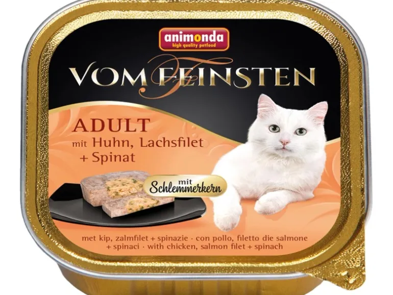 Vom Feinsten Katzen-Nassfutter Adult Huhn und Lachsfilet und Spinat 100 g