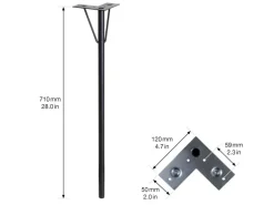Wagner Möbelbein Hairpin Leg Retro 12 cm x 12 cm x 71 cm Stahl Schwarz