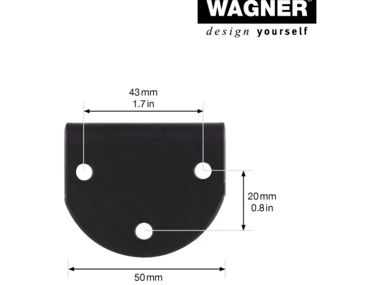 Wagner Möbelfuß 5 cm x 12 cm Schwarz-Matt