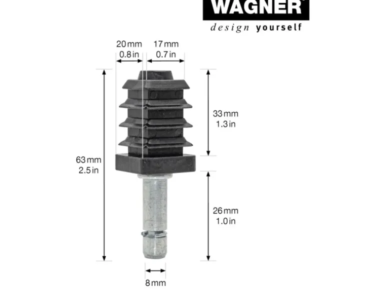 Wagner Stift & Vierkanthülse 17 mm x 17 mm SV Verpackung Mix 70 % 2 Stück