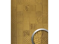 WALLFACE 13926 COLLAGE Luxus Leder Wand-Paneel Verkleidung Tapete Gold 2600 mm x 1000 mm x 3,5 mm 2,60 m2 Gold