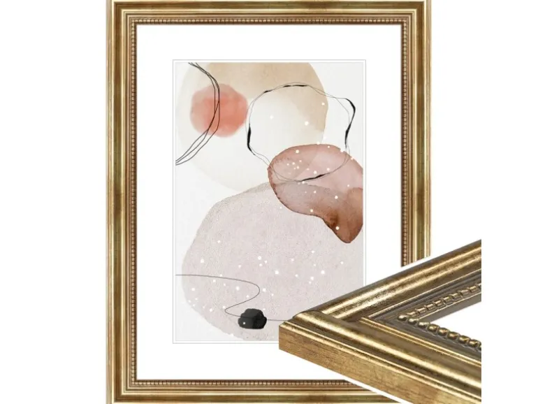 WANDStyle Bilderrahmen H450 aus Massivholz in Gold 30 x 40 cm im Stil Antik