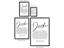 WANDStyle Gerahmtes Poster Danke Mama 30 x 45 cm Geschenkidee für Eine Person