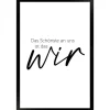 WANDStyle Gerahmtes Poster mit Spruch Das Schönste Ist das Wir in Weiß 30 x 45 cm