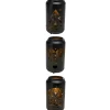 Weihnachts-Deko LED-Laterne Eisen Ø 12 cm x 23 cm Schwarz-Gold 3-fach Sortiert