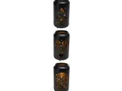 Weihnachts-Deko LED-Laterne Eisen Ø 12 cm x 23 cm Schwarz-Gold 3-fach Sortiert