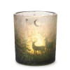 Weihnachts-Deko Teelichthalter Windlichtglas Ø 7,3 cm x 8 cm Grün-Silber