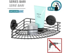 Wenko Eckablage Bari Vacuum-Loc Schwarz