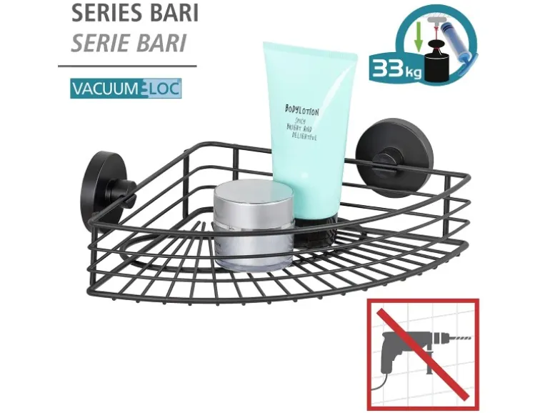 Wenko Eckablage Bari Vacuum-Loc Schwarz