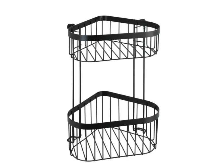 Wenko Eckregal 2 Etagen Classic Plus Black Stahl 23,5 x 33 x 18,5 cm Schwarz