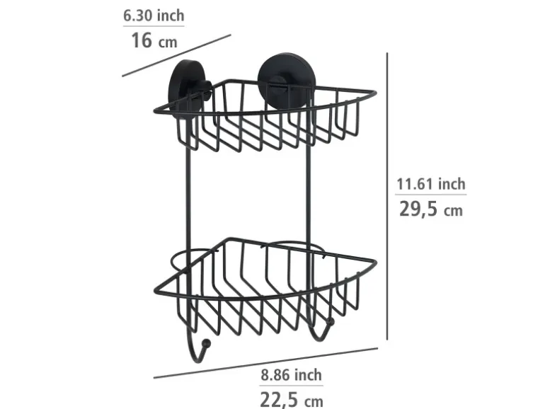 Wenko Eckregal Bari Vacuum-Loc 2 Etagen Schwarz