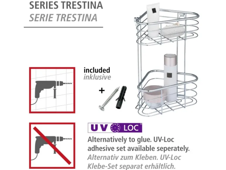 WENKO Eckregal Trestina Edelstahl 2 Etagen