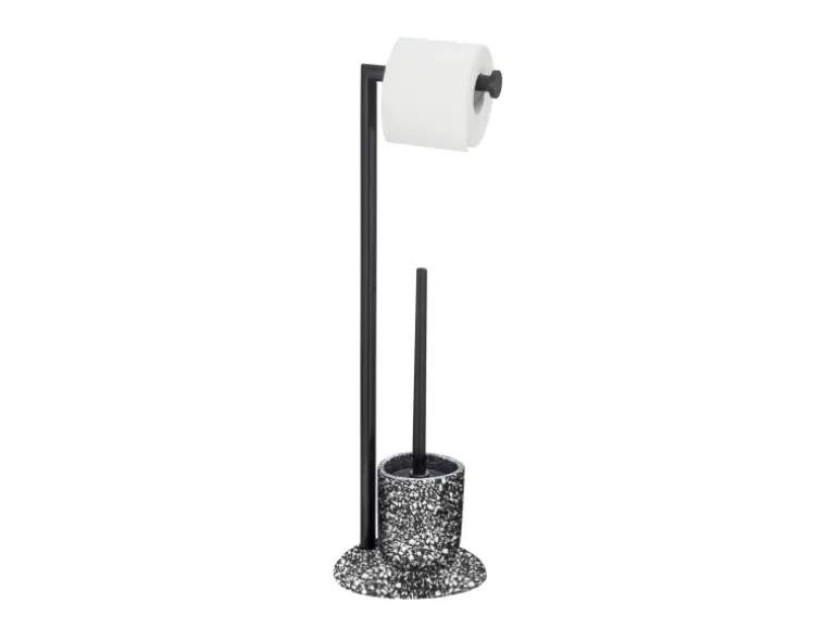 WENKO Stand WC-Garnitur Terrazzo inkl. Rollenhalter und WC-Bürste