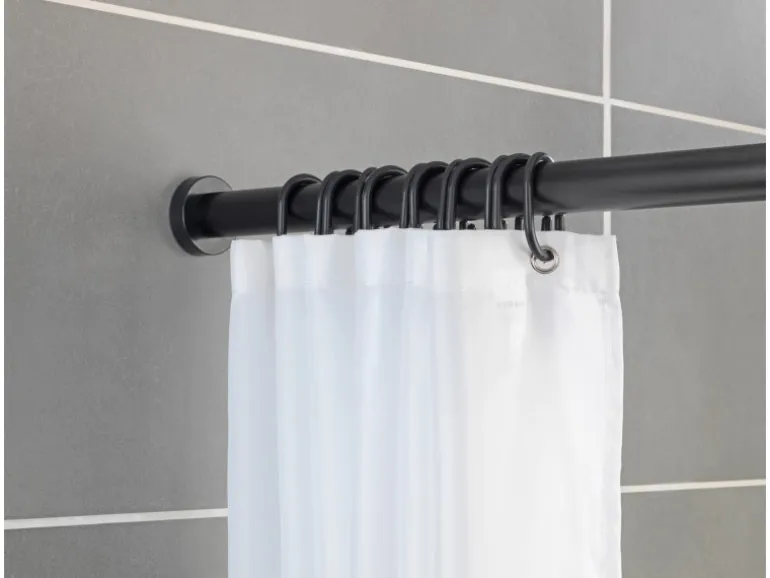 Wenko Teleskop-Duschvorhangstange Luz ausziehbar rostfrei 70 cm - 115 cm Schwarz