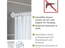 Wenko Teleskop-Duschvorhangstange Luz ausziehbar rostfrei 70 cm - 115 cm Weiß
